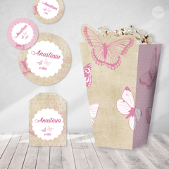 Kit imprimible mariposas rosas vintage candy bar tukit en internet