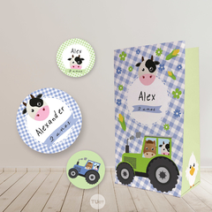 Kit imprimible animalitos de la granja verde azul tukit - TuKit