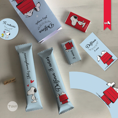 Kit imprimible snoopy celeste candy bar tukit - TuKit