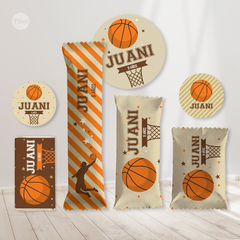 Kit imprimible basket basquet basketball beige naranja candy bar tukit en internet
