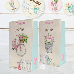 Kit imprimible bicicleta flores jardin tukit - TuKit