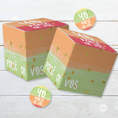 caja cubo imprimible texturas, caja colores, caja cubo con frase