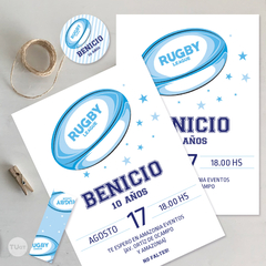 Kit imprimible rugby celeste blanco tukit - comprar online