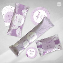 Kit imprimible mariposas lila violeta candy bar tukit