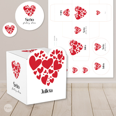 Caja cubo imprimible corazon rojo tukit en internet