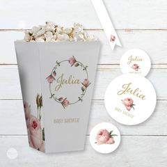 Kit imprimible flores rositas 15 años casamientos candy bar en internet