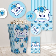 Kit imprimible flores azules azul candy bar tukit en internet