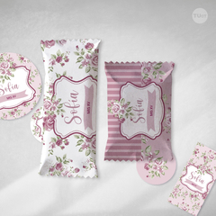 Kit imprimible florcitas bordo candy bar tukit - tienda online