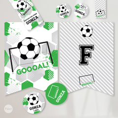 Kit Imprimible futbol pelota verde blanco negro candy bar - tienda online