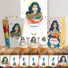 Kit imprimible mujer maravilla wonder woman tukit - comprar online