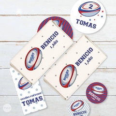 Kit imprimible rugby candy bar tukit - tienda online