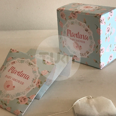 Sobre de te caja circulos imprimible pajarito rosa souvenir tukit - TuKit