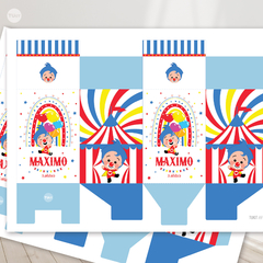 Milk box imprimible payaso plim plim arcoiris circo tukit - comprar online