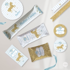 Kit imprimible carousel calesita glitter candy bar celeste tukit - comprar online