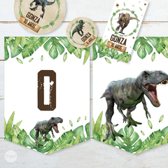 Kit imprimible dinosaurios leaves cumpleaños candy bar tukit - TuKit