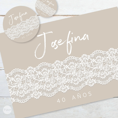 Kit imprimible textura rustico lace puntilla candy bar tukit - TuKit