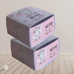 Caja slide imprimible souvenir elefante rosa tukit