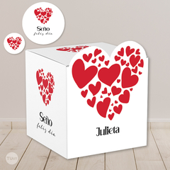 Caja cubo imprimible corazon rojo tukit - TuKit