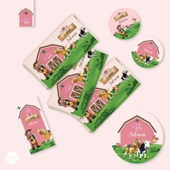 Kit imprimible granja de zenon rosa candy bar tukit - TuKit