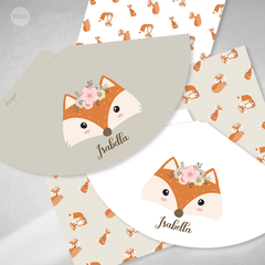 Kit imprimible zorro zorrito y flores fox tukit - TuKit