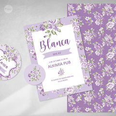 Imagen de Kit imprimible flores violetas shabby chic tukit