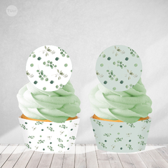 Wrapper topper cupcake imprimible eucalipto tukit