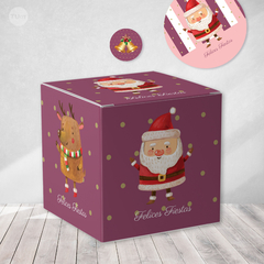 Kit imprimible navidad felices fiestas merry christmas rosa violeta tukit - tienda online