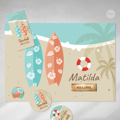 Imagen de Kit imprimible playa verano summer beach candy bar tukit