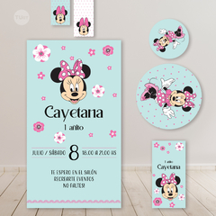 Kit imprimible minnie rosa verde candy bar tukit - tienda online