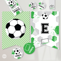 Imagen de Kit Imprimible futbol pelota verde blanco negro candy bar
