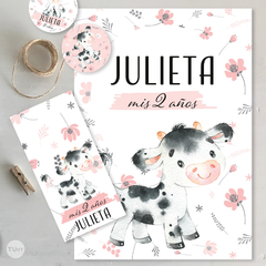 Kit imprimible cow vaca y flores tukit - tienda online