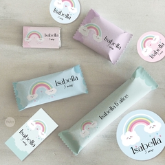 Kit imprimible arcoiris nubes lluvia corazones candy bar - tienda online