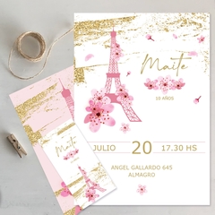 Kit imprimible paris flores rosas dorado candy bar tukit - tienda online