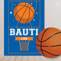 Imagen de Kit imprimible basket basquet basketball azul naranja tukit