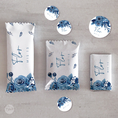 Kit imprimible bautismo comunión eventos flores azules acuarela tukit - tienda online