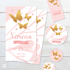 Kit imprimible mariposas doradas tukit - tienda online