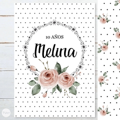 Kit imprimible wedding blanco negro flores rosas candy bar - tienda online