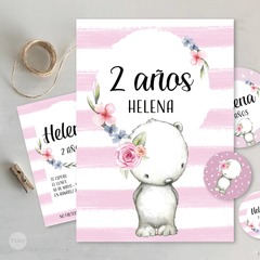 Kit imprimible animales del artico oso osita rosa nena candy bar tukit - tienda online