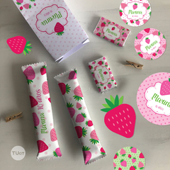 Kit imprimible frutillitas frutillas strawberry candy bar tukit, cumpleaños con frutas, cumpleaños con frutillas