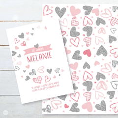 Kit imprimible corazones glitter rosa plata tukit - tienda online