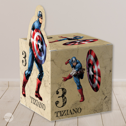 Caja cubo imprimible capitan america tukit