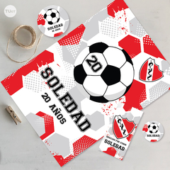 Imagen de Kit imprimible futbol pelota independiente rojo candy bar tukit