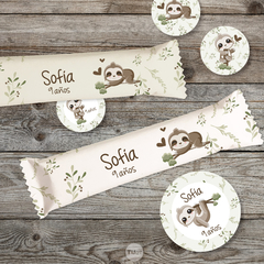 Kit imprimible perezosos sloth animalitos candy bar tukit - tienda online