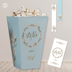 Kit imprimible flores naturales celeste y blanco tukit - tienda online