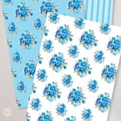 Kit imprimible flores azules azul candy bar tukit - tienda online