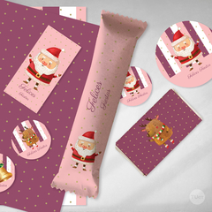 Imagen de Kit imprimible navidad felices fiestas merry christmas rosa violeta tukit