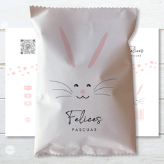 Chips bags bolsita golosinera imprimible felices pascuas conejo carita tukit - comprar online