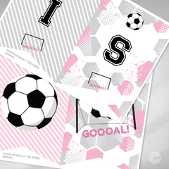 Imagen de Kit imprimible futbol pelota rosa candy bar tukit