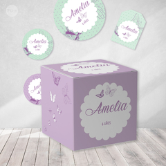 Imagen de Kit imprimible mariposas violeta verde candy bar tukit