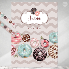 Kit imprimible donas donuts rosquillas acuarela candy bar tukit